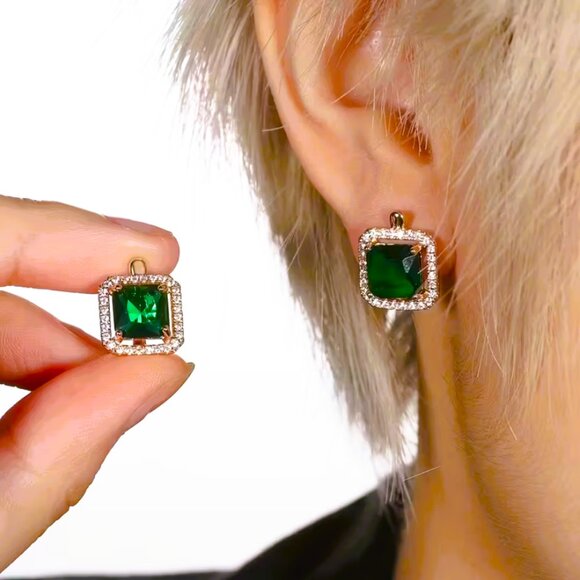 14K Gold Hanging Drop 2ct Blue Sapphire Gemstone 1ct Diamond Earrings Jewelry - Picture 2 of 6